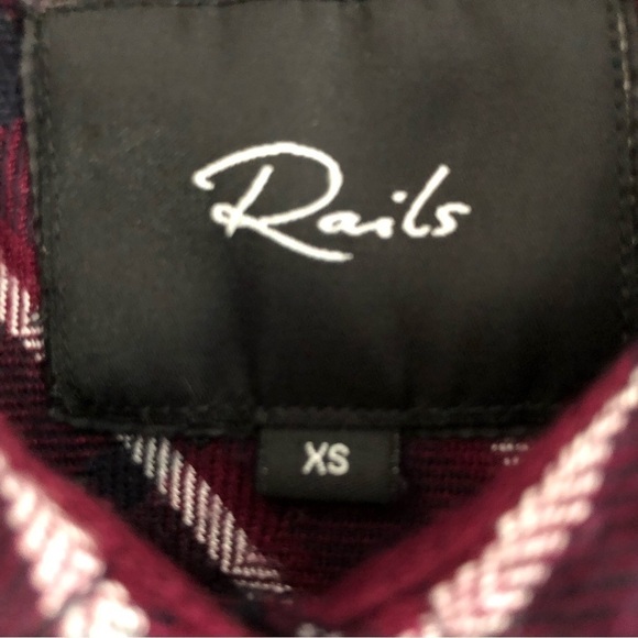 Rails Hunter Button Front Burgundy Plaid Long Sleeve Shirt XS - Picture 9 of 11